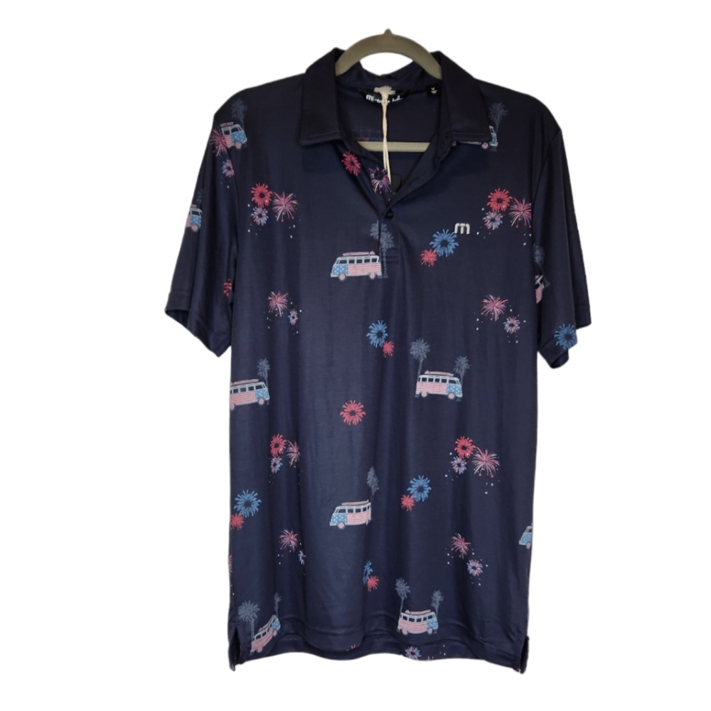 NEW Travis Mathew Firework Display Navy Polo Shirt Size Small